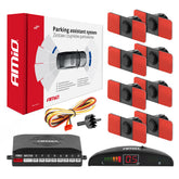 Einparkhilfesystem mit 8 schwarzen Sensoren und LED-Display
