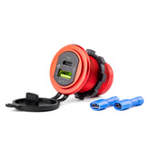 Wasserdichtes Handy-Ladegerät mit USB und USB-C für 12/24 V