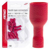 Rote isolierte Flachsteckhülsen 6,6 mm breit