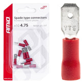 Rote isolierte 4,75-mm-Flachstecker, männlich