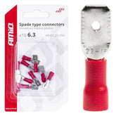 Rote isolierte Flachstecker 6,3 mm (männlich)