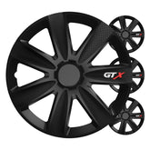 Set mit vier GTX-Radkappen in 14 Zoll Schwarz-Carbon