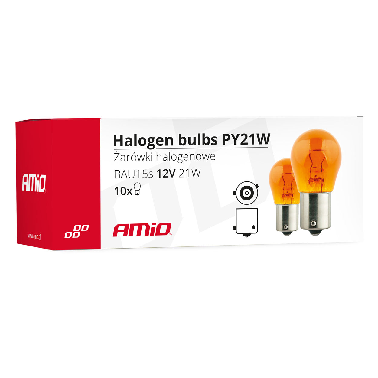 PY21W-Halogenlampe mit BAU15s-Sockel in orangefarbener Ausführung