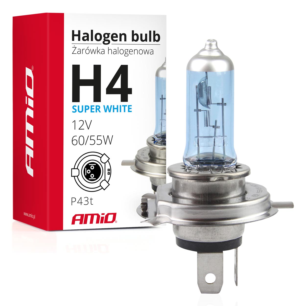 H4 Super White Halogenlampe mit UV-Filter