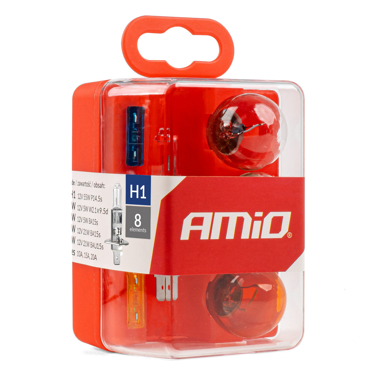 8-teiliges Halogenlampen- und Sicherungsset mit H1-Lampe