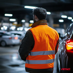 Orange XL-Warnweste mit Reflexstreifen, Frontansicht