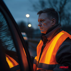 Orange Warnweste XL mit gut sichtbaren Reflexstreifen