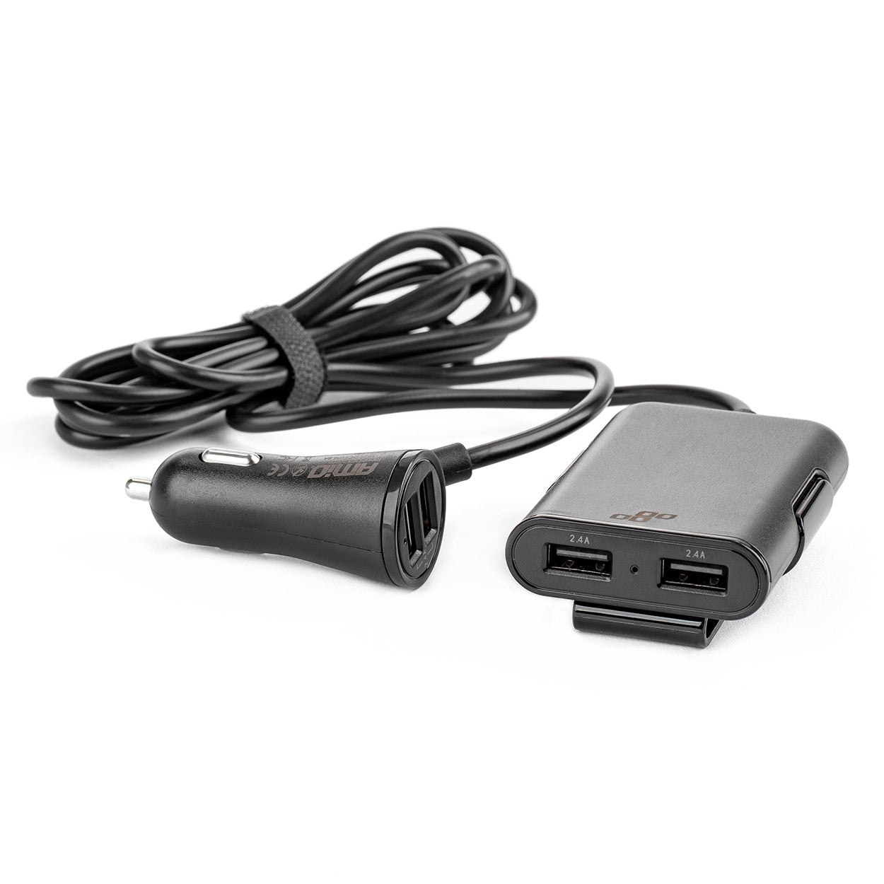 USB-biloplader med front- og bagudtag og fire USB-udgange