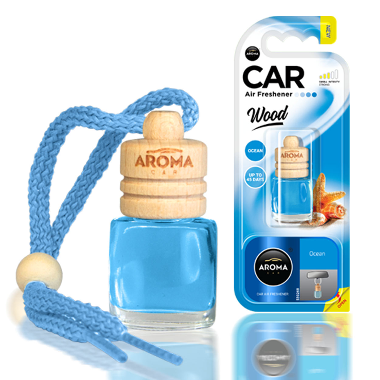 Aroma Car Wood Ocean Autoduft mit Glasflasche und Holzverschluss