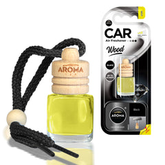 Aroma Wood Black Lufterfrischer fürs Auto mit Glasflasche und Holzverschluss