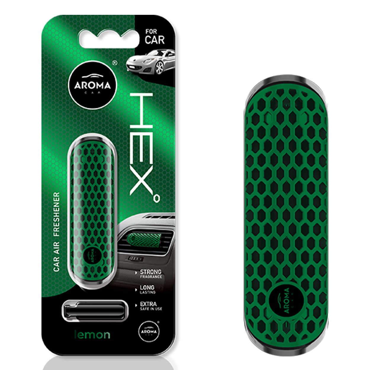 Aroma Car HEX polymer-bilduft med Lemon-duft