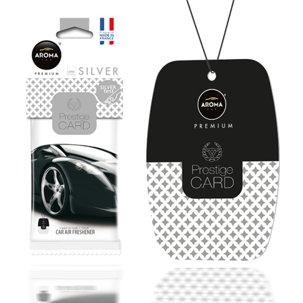 Aroma Prestige Card Silver hängender Auto-Lufterfrischer