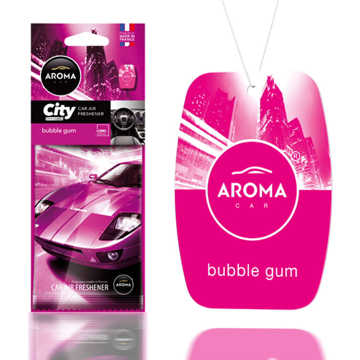 Aroma Car City Card luftfrisker med Bubble Gum-duft