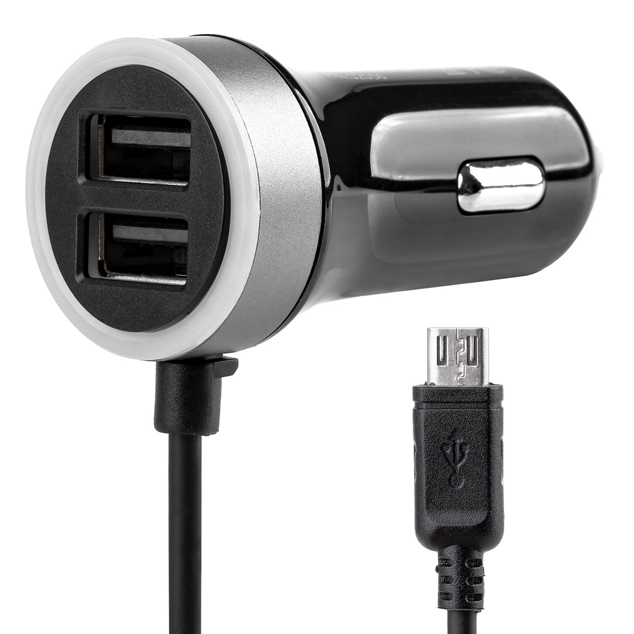 USB-Autoladegerät mit microUSB und zwei USB-Anschlüssen