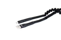 Spiralkabel med USB- og micro USB-stik