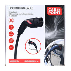 Carpoint Ladekabel für Elektroautos Typ 2 auf 2, 16 A, 3-phasig, 10 Meter 