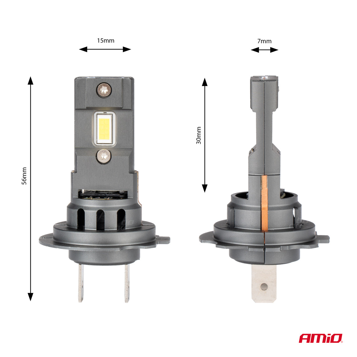 H7/H18 LED-pære set fra siden