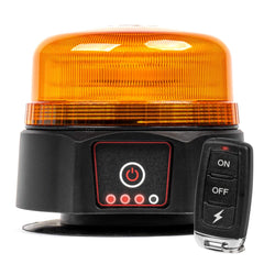 LED-advarselslampe med orange lys set forfra