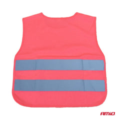 Pink refleksvest til børn med reflekterende striber