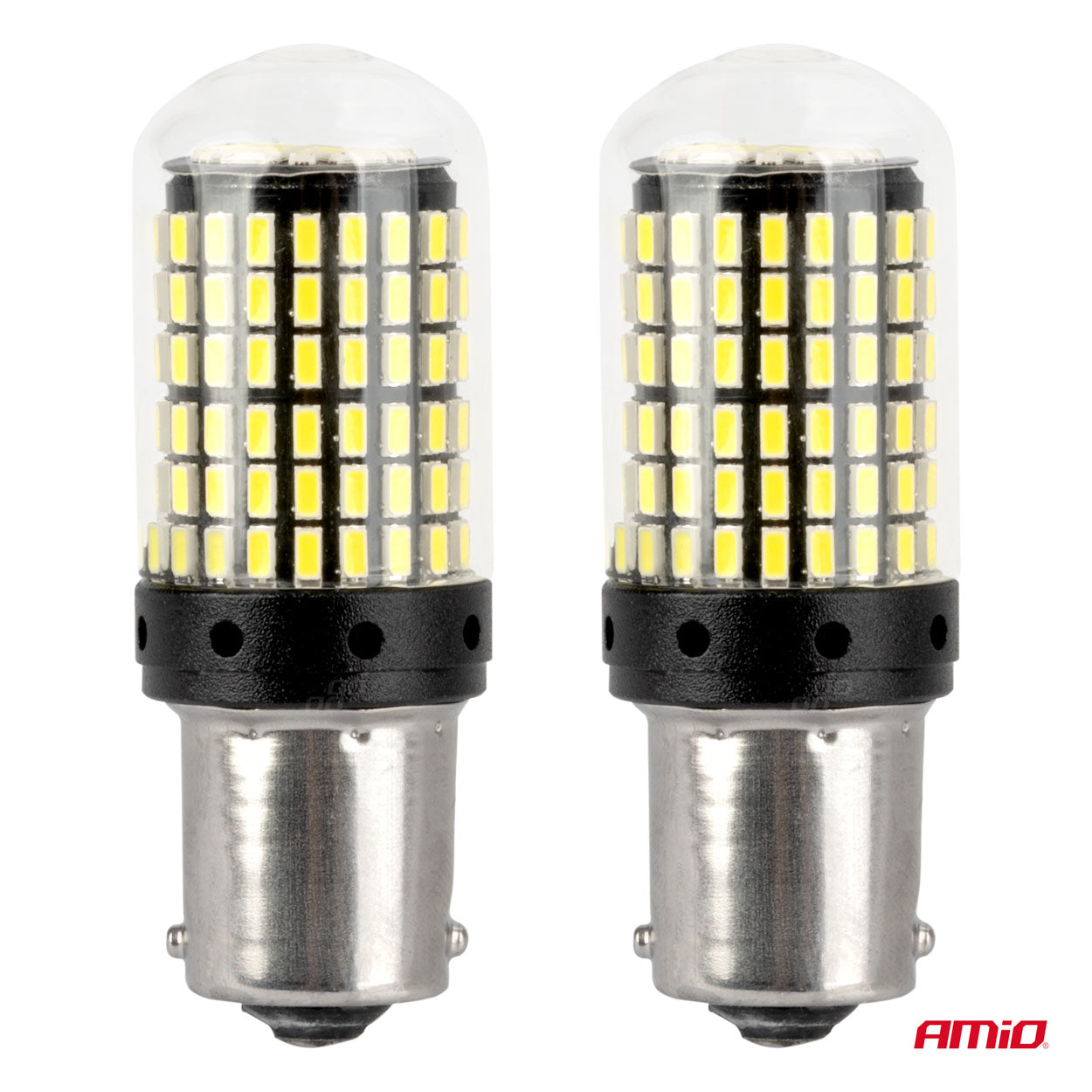 Hvid LED-pære med BA15S-fatning til 12V og 24V