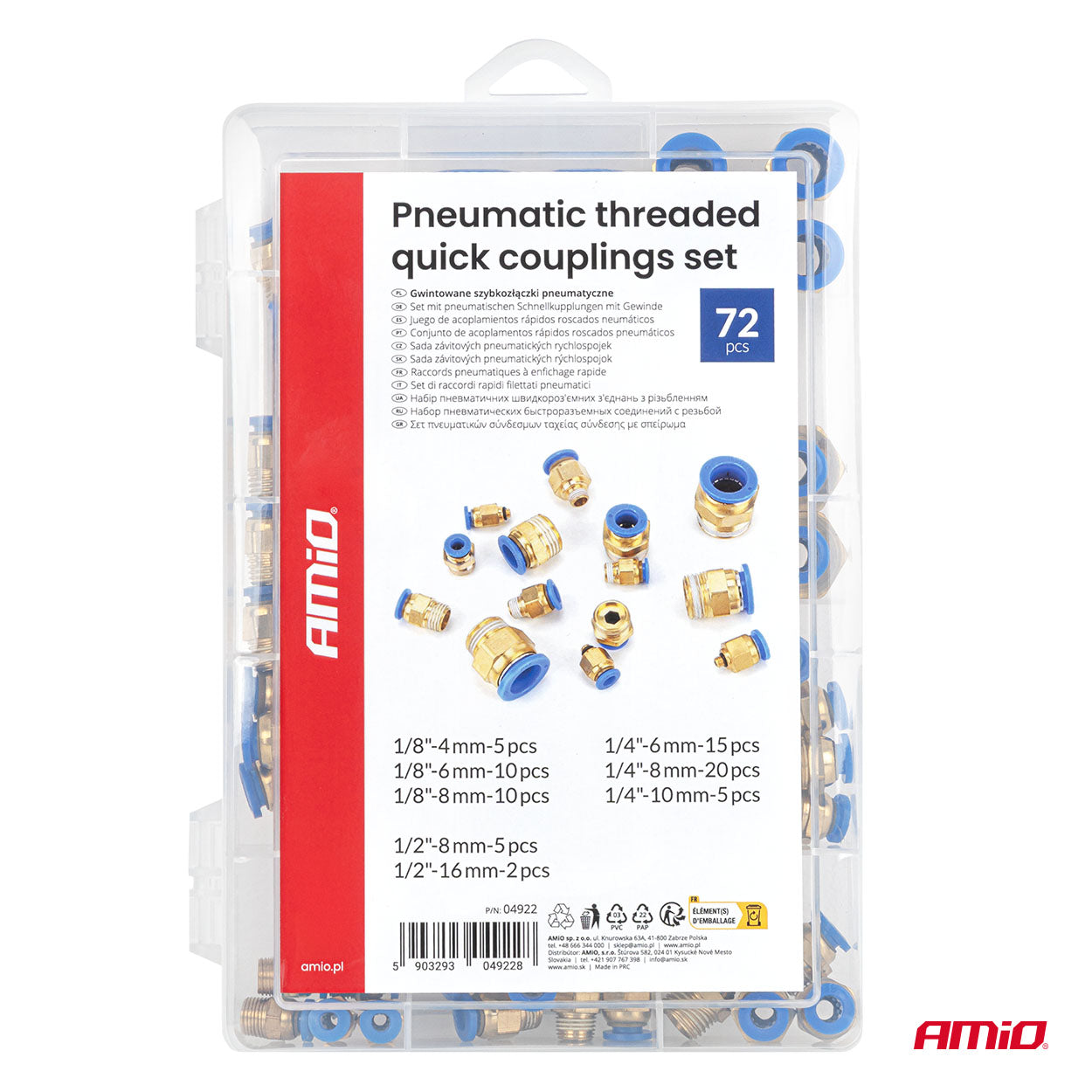 Pneumatisches Gewindekupplungs-Set in praktischer Verpackung