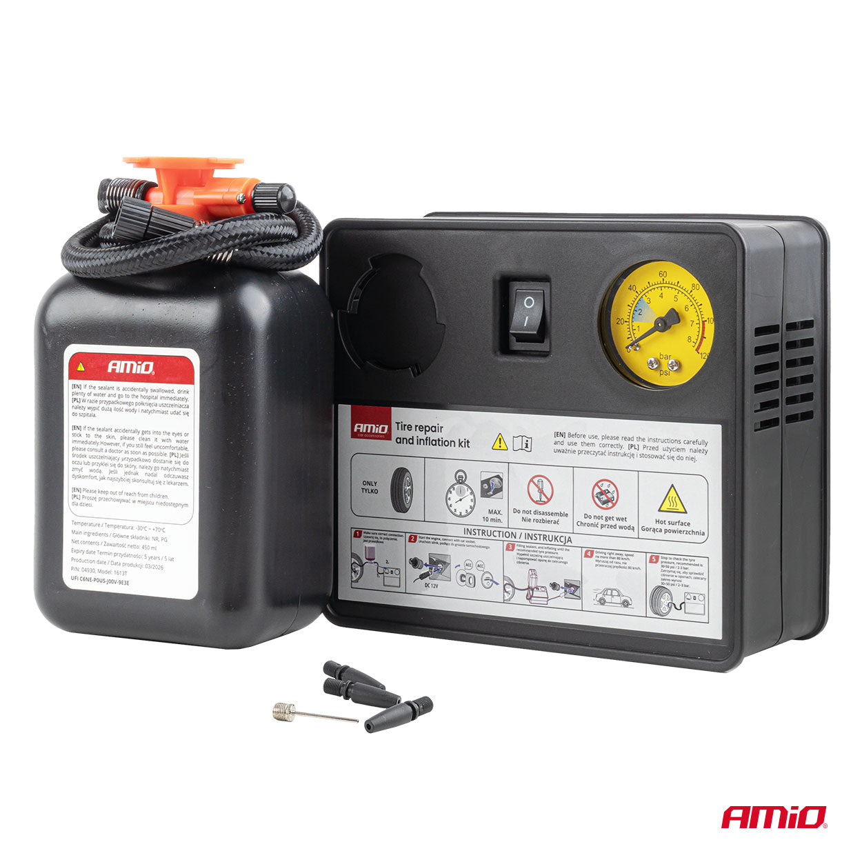 Pumpen-Kit zum schnellen Aufpumpen eines platten Reifens