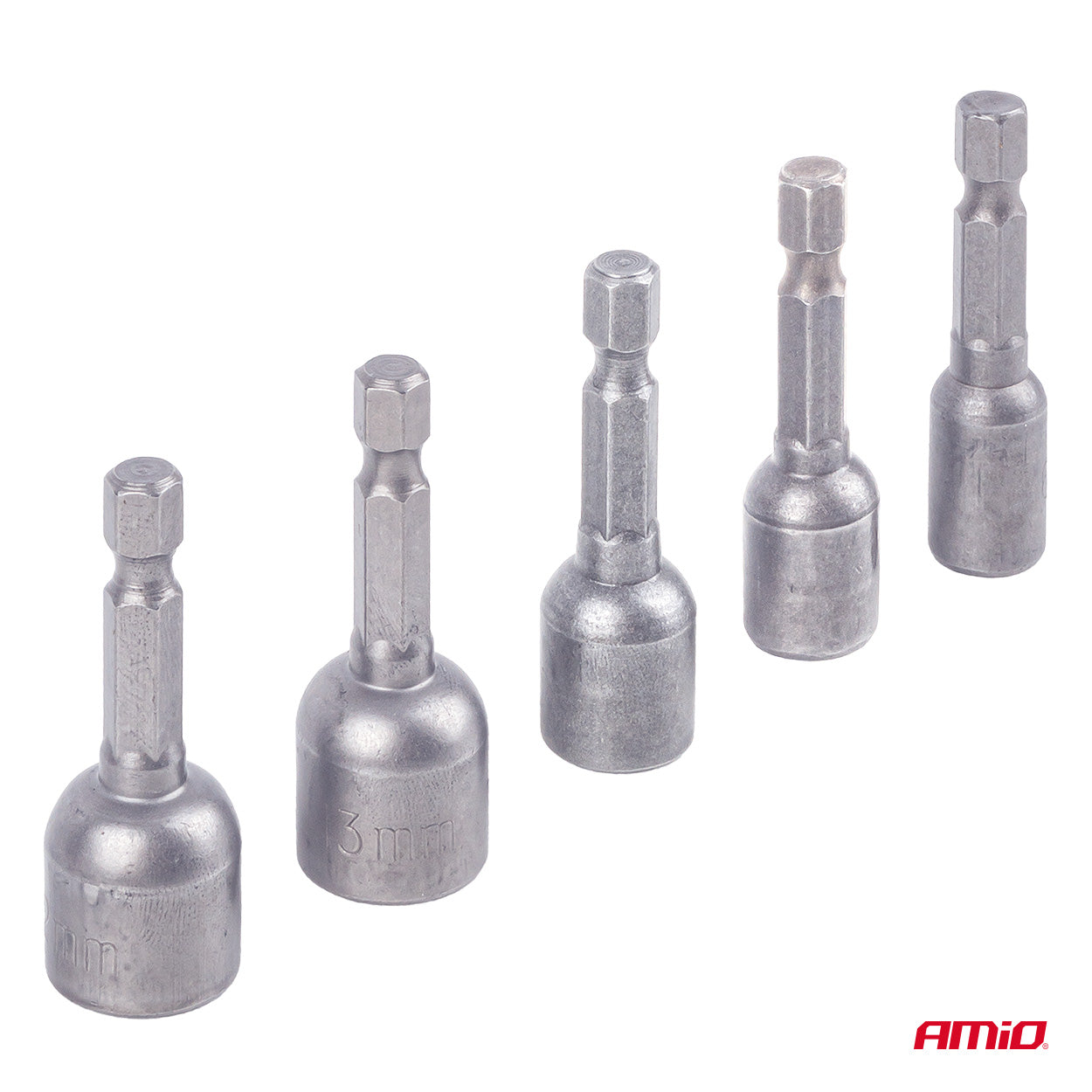 Magnetische Stecknüsse mit 1/4-HEX-Schaft in fünf Größen