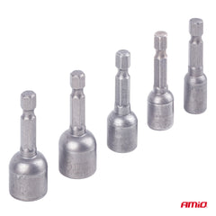 Magnetische Stecknüsse mit 1/4-HEX-Schaft in fünf Größen