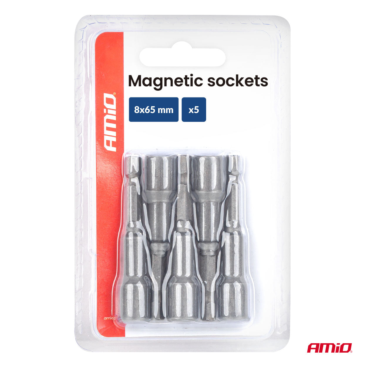Set mit fünf magnetischen Stecknüssen für Werkstattarbeiten