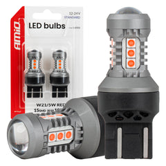 Rote LED-Lampe 7443 W21/5W mit 15 SMD-LEDs