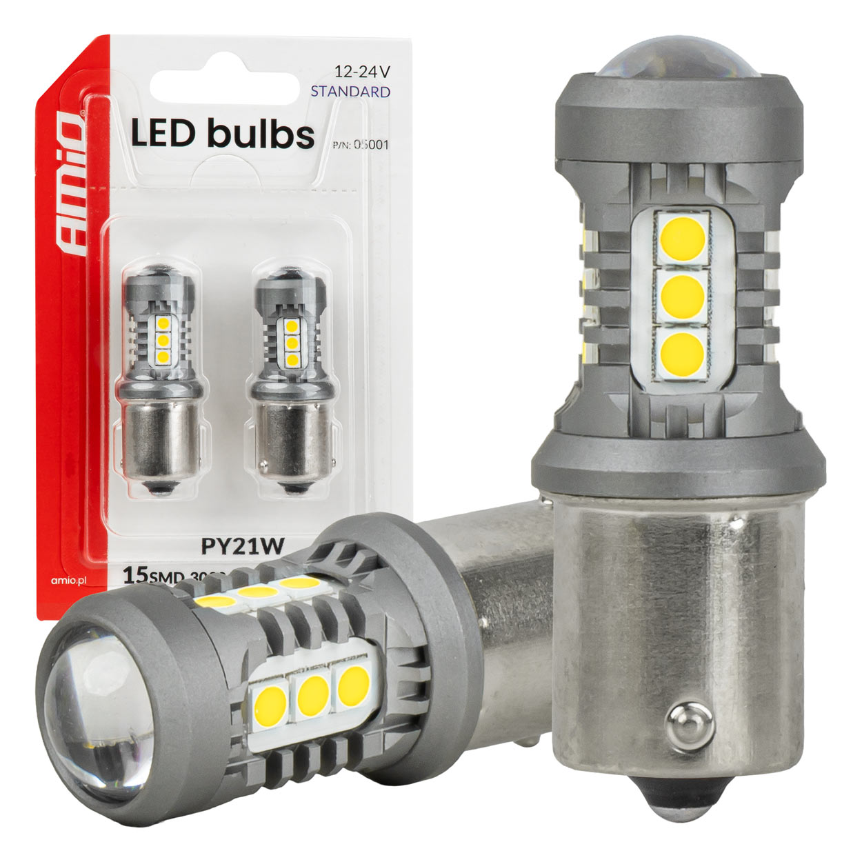 LED-Lampe mit BAU15S/PY21W-Sockel für 12/24 V