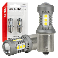 LED-Lampe mit BAU15S/PY21W-Sockel für 12/24 V