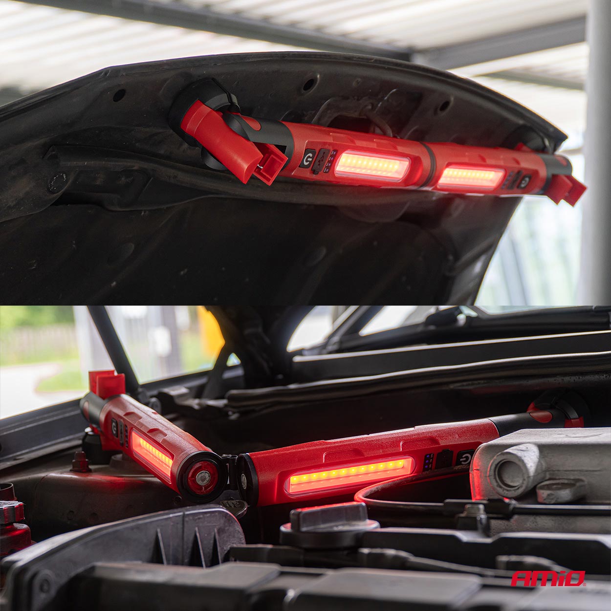 Foldbar LED-inspektionslampe med klemme