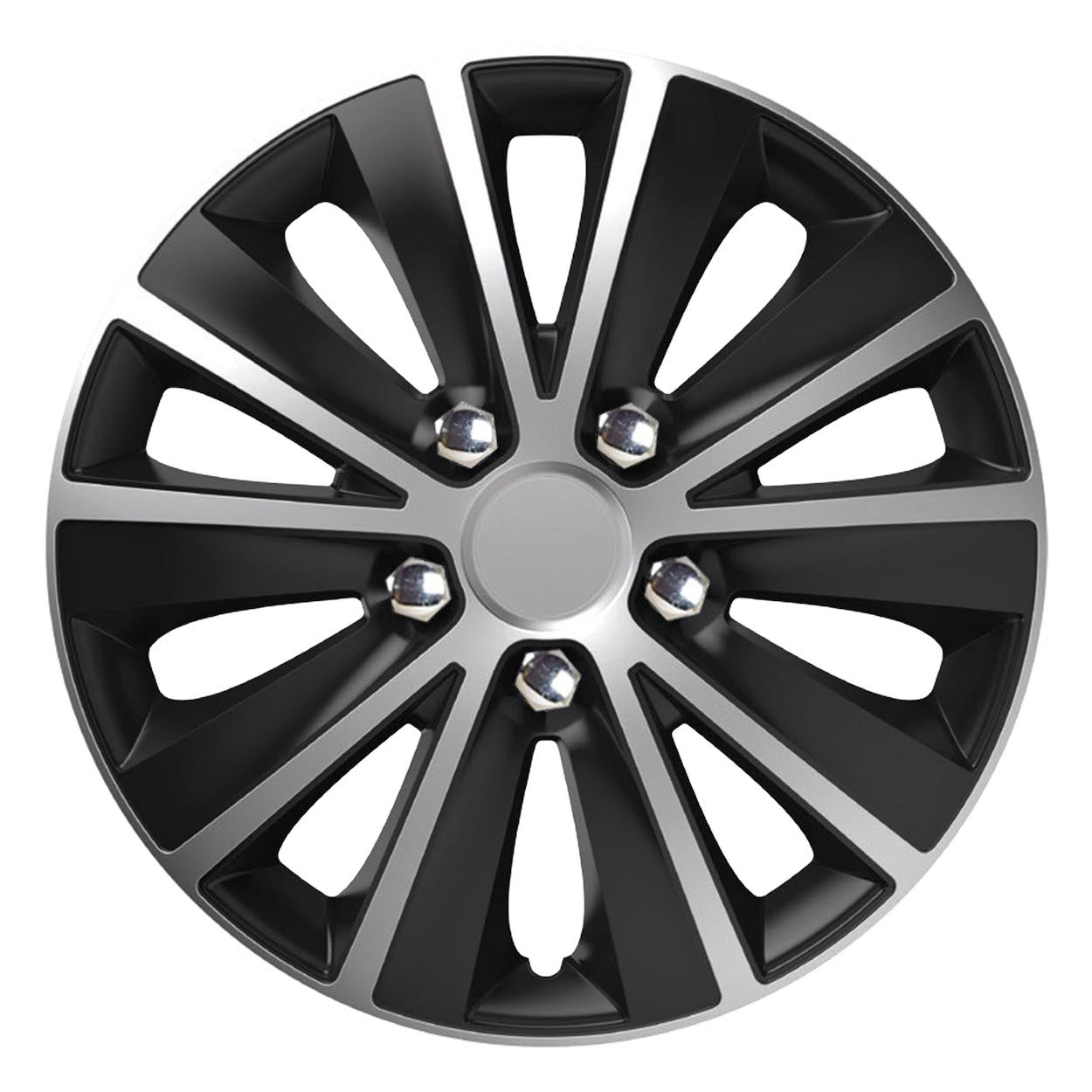 Versaco Radkappe Rapide NC 14 Zoll in Silber und Schwarz mit Chrommuttern-Optik