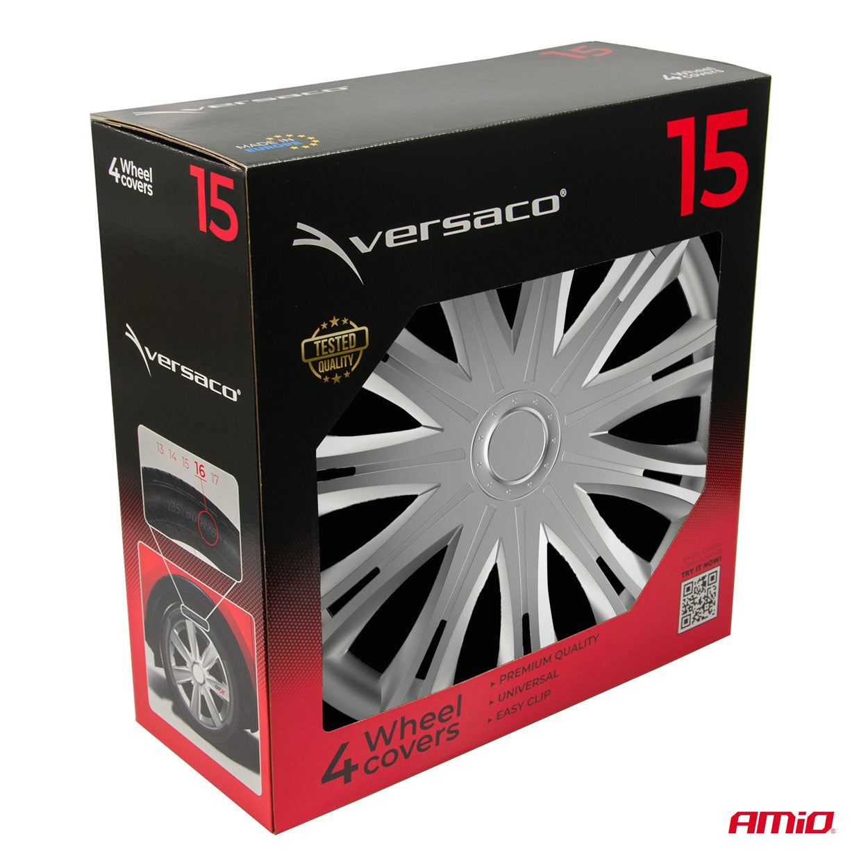 Versaco Spark Radkappen in Silber für Stahlfelgen 15 Zoll