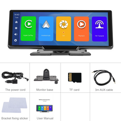 9,3" Apple CarPlay Bildschirm mit integriertem Dashcam und 64-GB-SD-Karte 