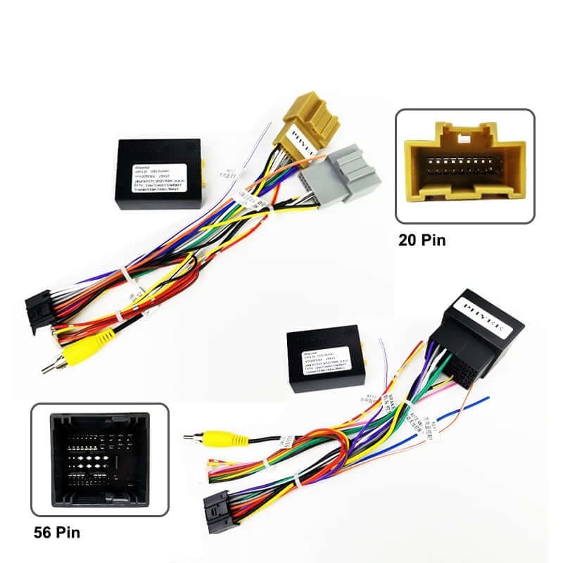 Radiokabel für Opel mit Canbus und Originalkamera – 20- und 56-Pin-Stecker für Bilmedie-Radios, kompatibel mit mehreren Opel-Modellen.