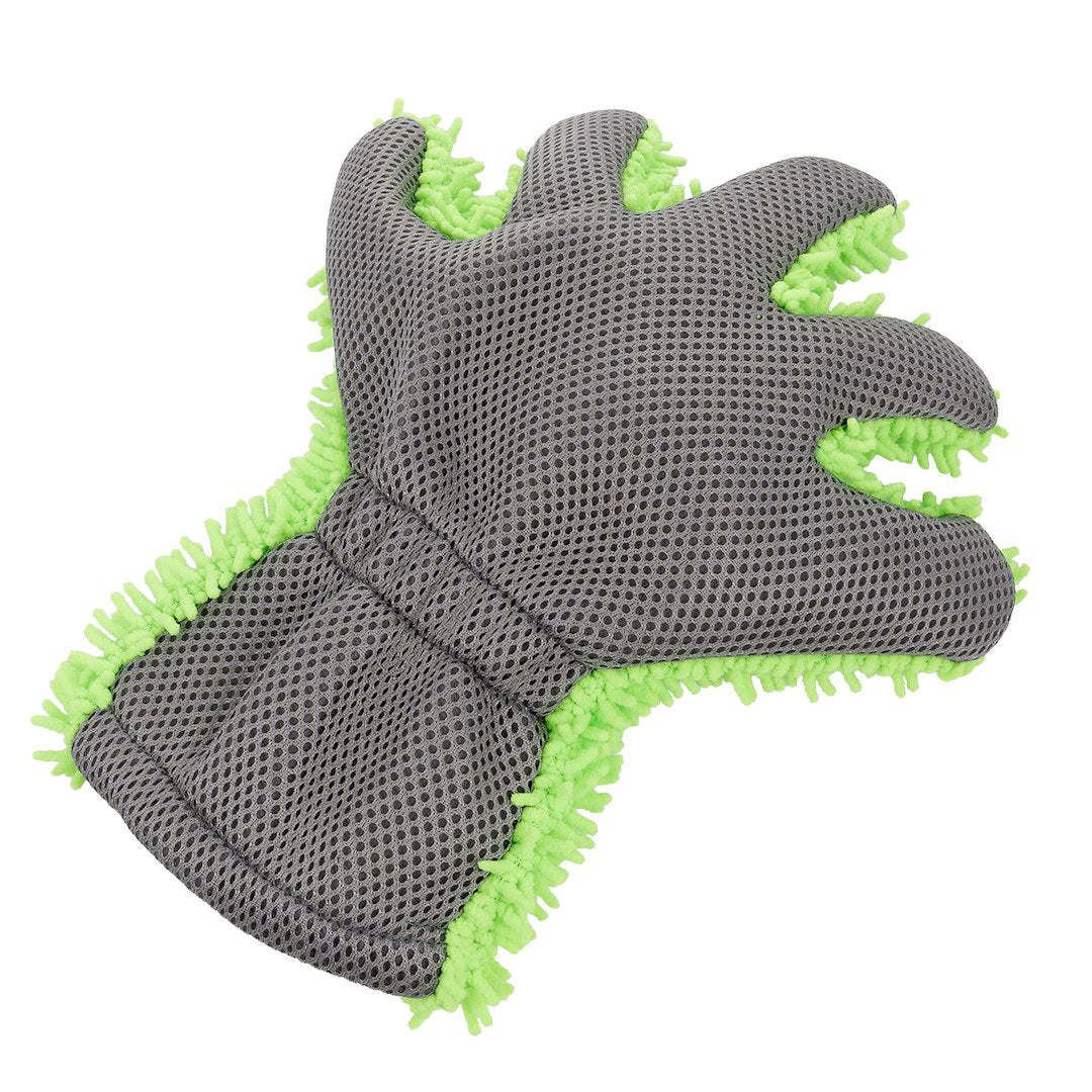 Waschhandschuh aus Mikrofaser mit Chenille-Fingern und Mesh