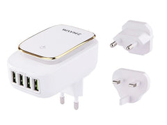 WAYME Reise-Ladegerät mit 4 USB-A, LED-Licht und Steckern für EU, UK und USA