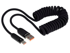 WAYME USB-C-Ladekabel mit Spiraldesign in Schwarz, 50–180 cm