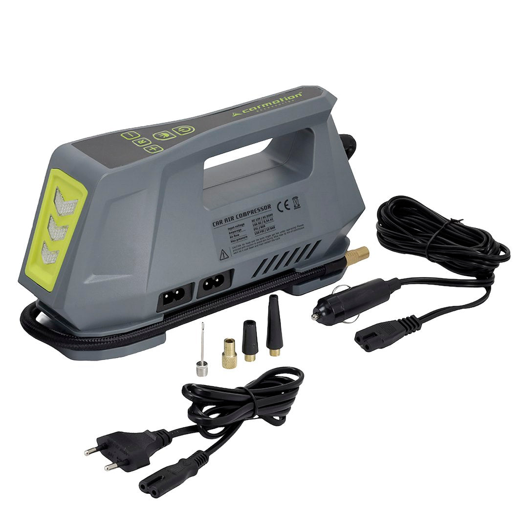 12V- und 230V-Luftkompressor von CARMOTION mit digitalem Manometer und LED
