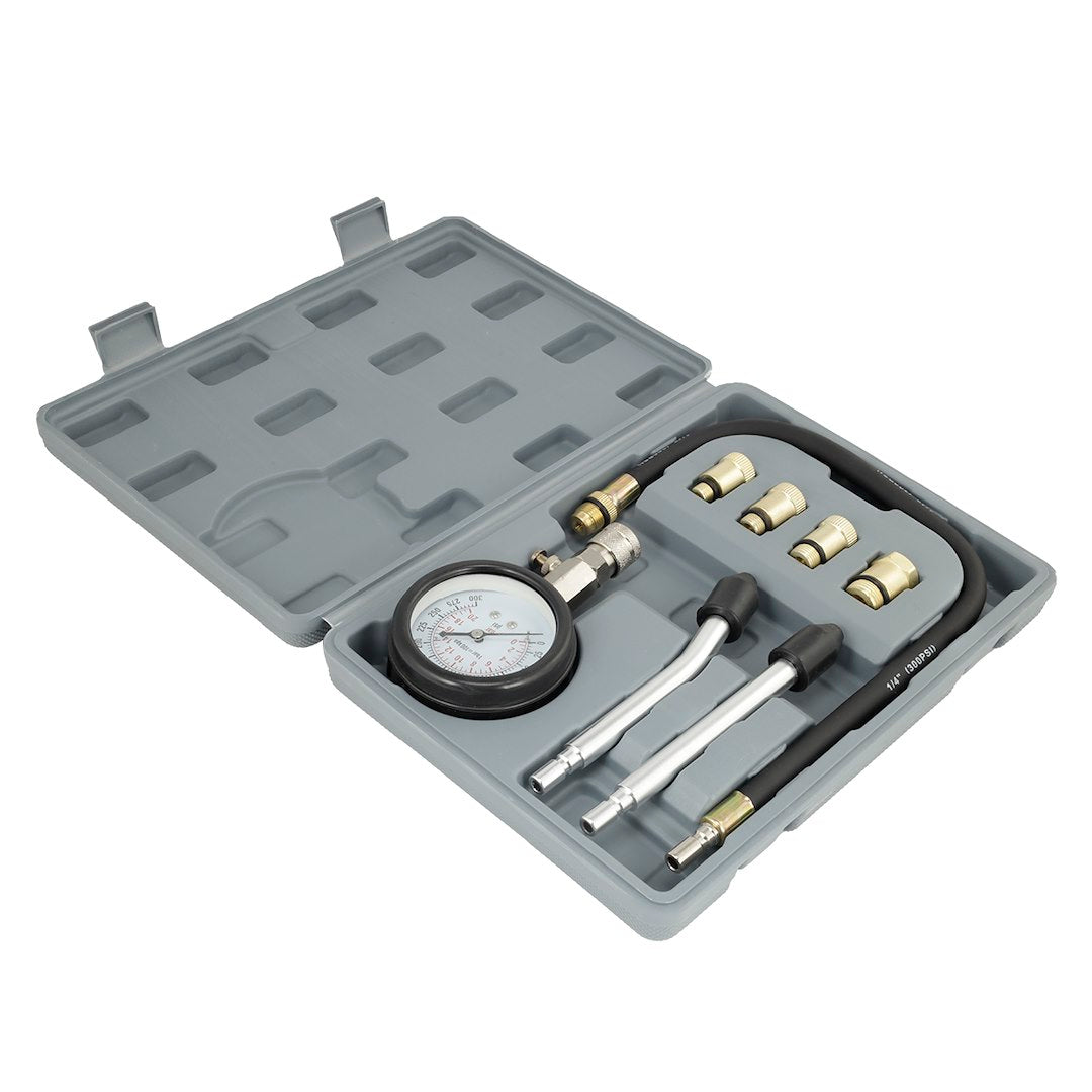 Kompressionsprüfer für Benzinmotoren mit Manometer und Adaptern