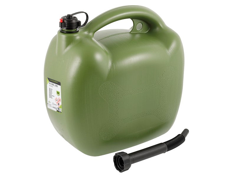 Ovaler 20-Liter-Kraftstoffkanister in Khaki mit Trichter