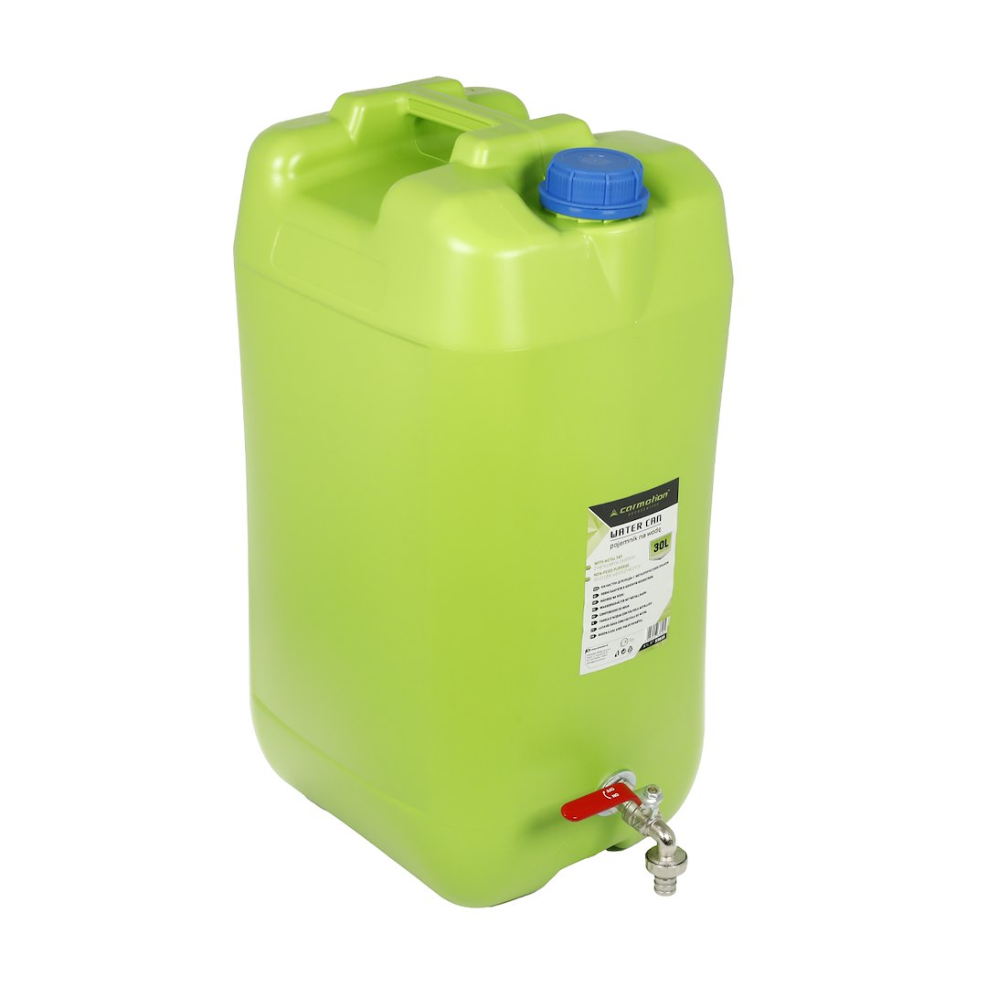 30-Liter-Wasserkanister mit langem Metallhahn von CARMOTION