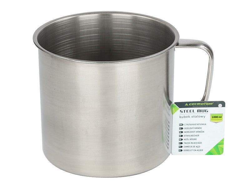 Großer Edelstahlbecher mit Henkel, 1000 ml