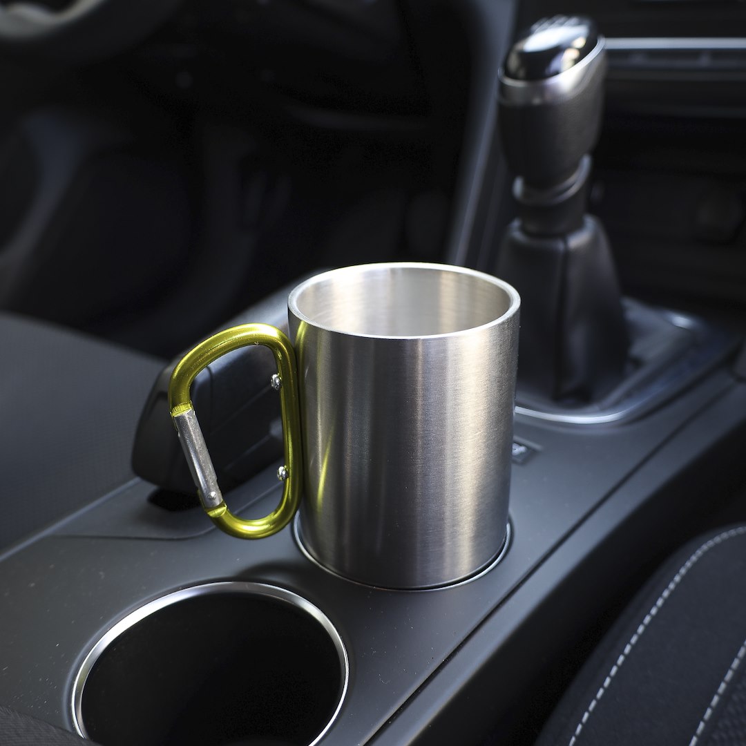 300 ml Edelstahlbecher mit Karabiner im Griff