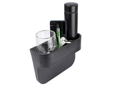 Schwarzer Auto-Organizer mit Getränkehalter und Fächern für Kleinteile