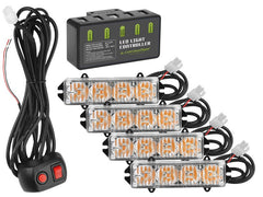 CARMOTION Warnleuchten 12V 16W Set mit 4 Stück und Fernbedienung