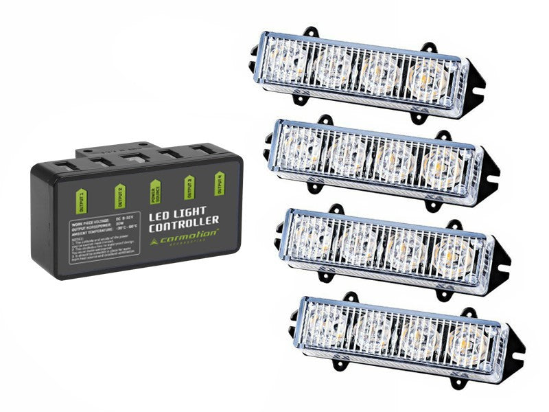 Set mit 4 orangefarbenen Warnleuchten für 12V-Fahrzeuge