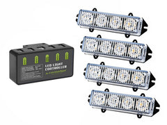 Set mit 4 orangefarbenen Warnleuchten für 12V-Fahrzeuge